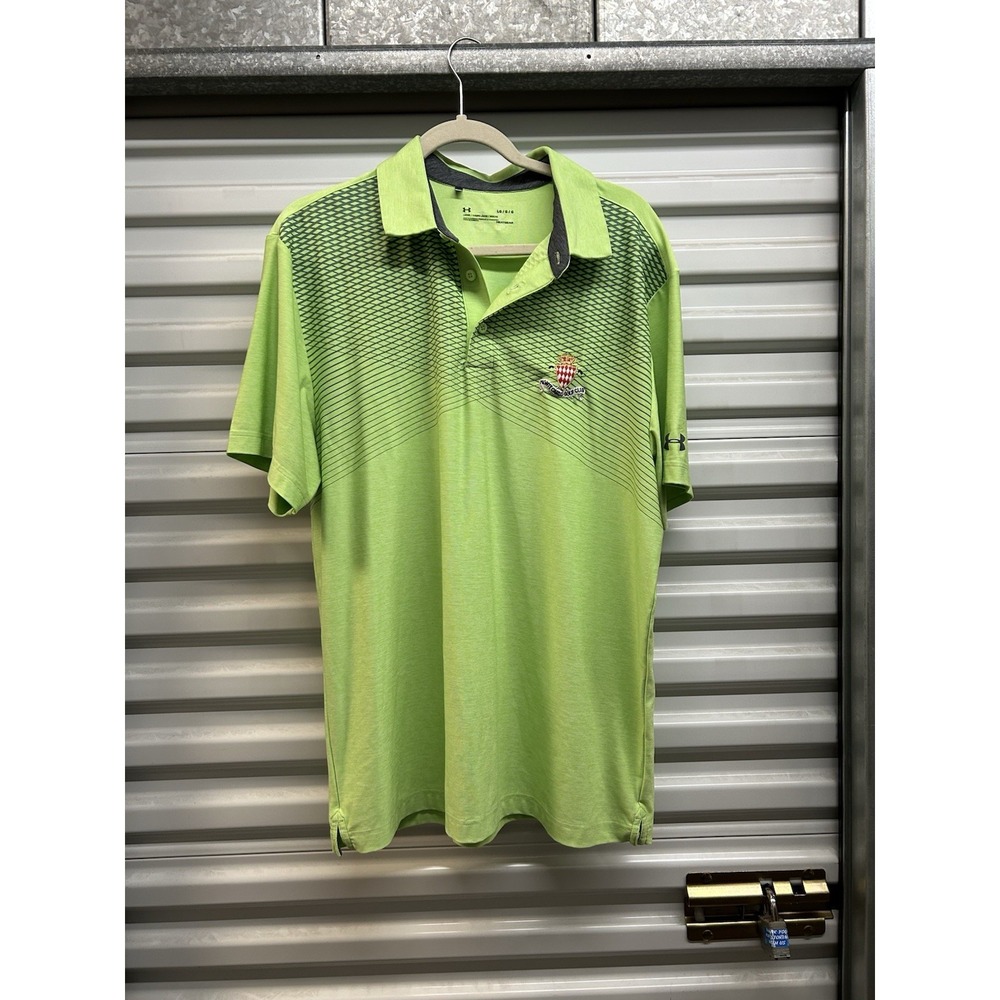 Under Armour Polo Shirt Mens Heat Gear Neon Green Large - Read